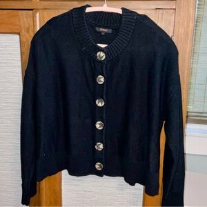 Quince Black Button-Front Cardigan with Statement Buttons